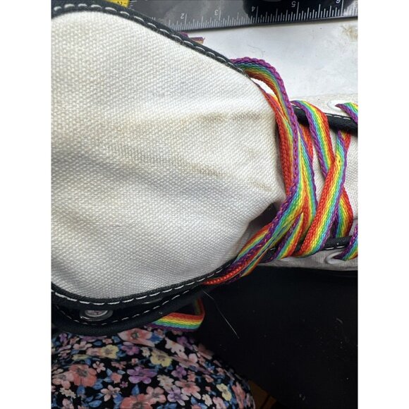 Converse Chucks Pride Sneakers Mens 4 Womens 6 Custom Made Black White Rainbow - Picture 6 of 14